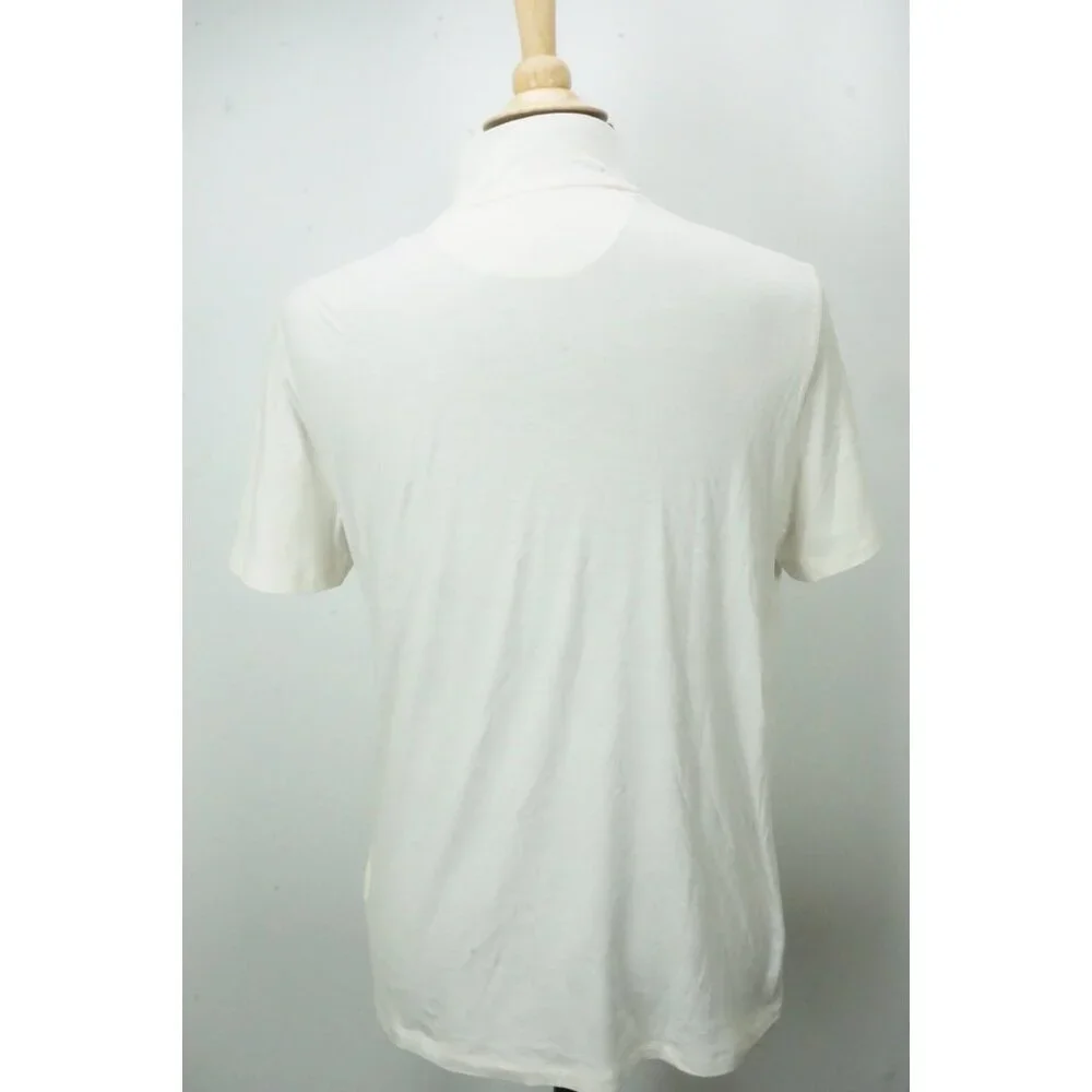 Isaia Off White Mock Turtleneck Short Sleeve Mens Silk Blend T Shirt Sz M NEW